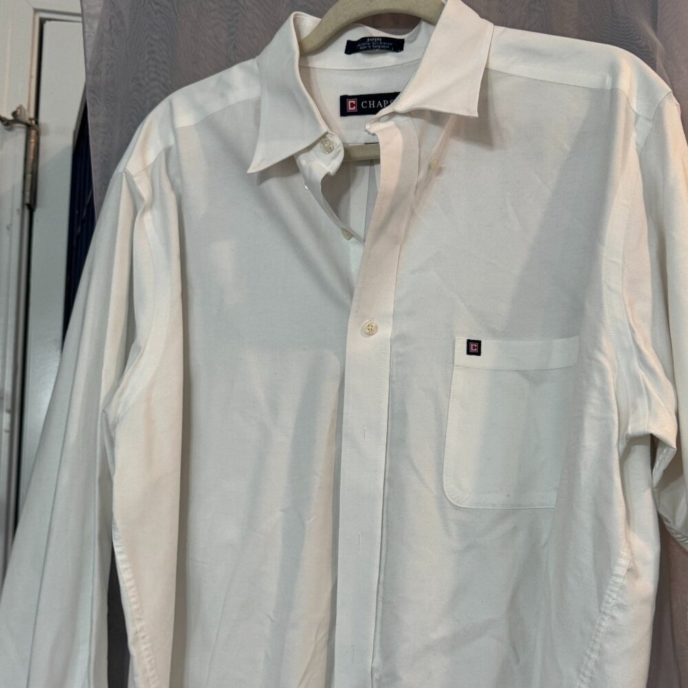 Chaps Ralph Lauren White Button Down Dress Shirt Mens L 16 16.5